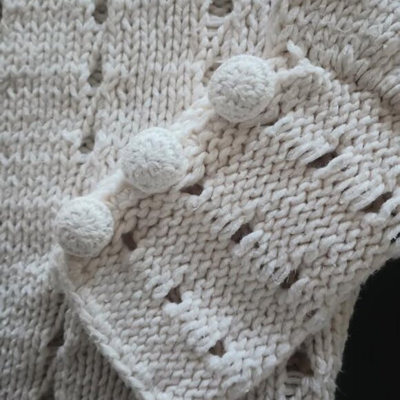 VINTAGE RICO HAND KNITS WOMEN'S CARDIGAN CREAM ONE BUTTON 100% COTTON SIZE S - Picture 5 of 6